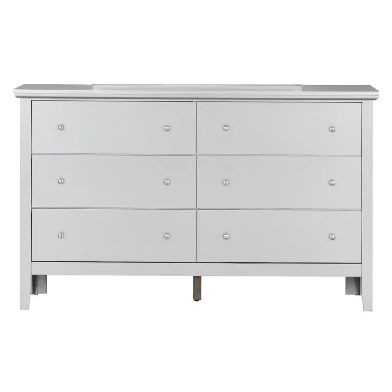 Cômoda champanhe prateada G1333 com 6 gavetas e acabamento elegante para armazenamento de quarto
