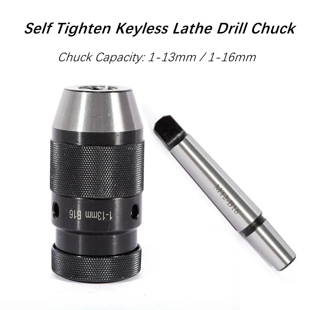 Steel Self Tighten Keyless Lathe Drill Chuck Arbor Live Center Chuck Capacity 1-13MM/1-16MM