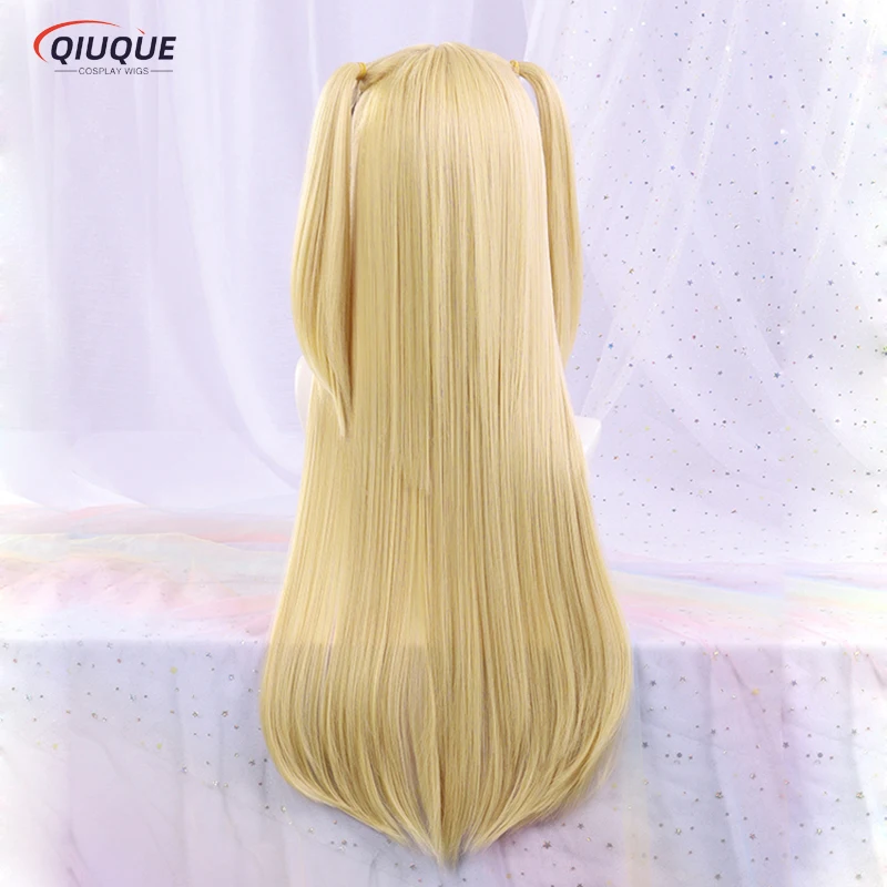 Anime MisaMisa Cosplay Wig Misa Amane Long Blond Double Tails Heat Resistant Hair Hallowen Party Wigs + Wig Cap