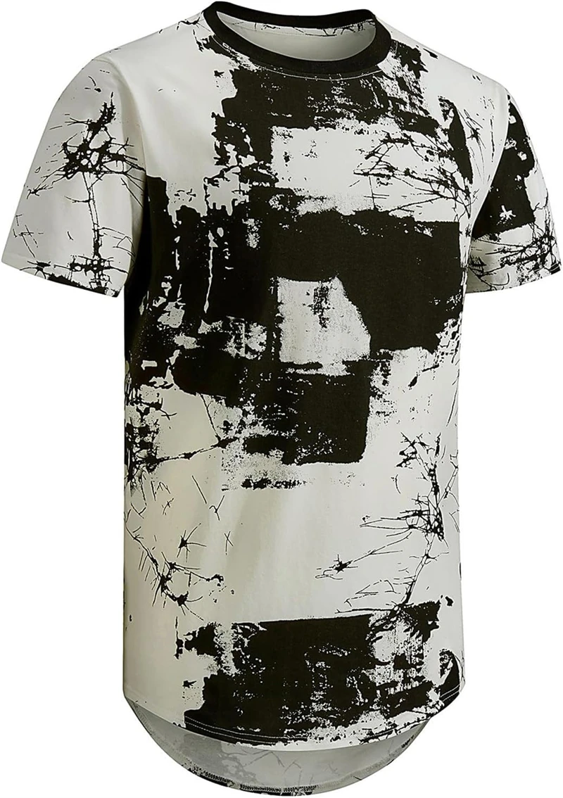 Vintage Motley Round Neck T-shirt for Men's 3D Printing Short Sleeves Summer Oversize Loose Streetwear Fashion Tee Shirts Top