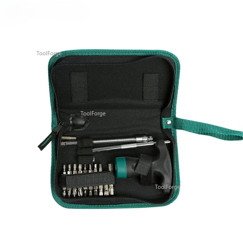 T-handle Ratchet Screwdriver Set One-word Cross Small Spinner Sleeve Batch Head Connecting Rod Auto Repair Tool
