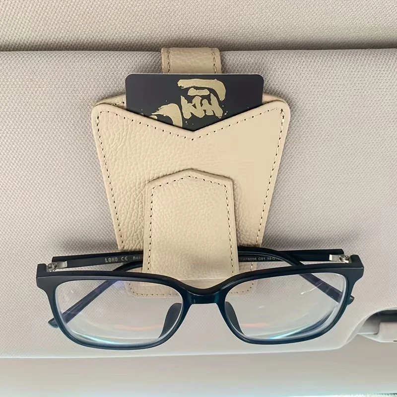 

Car Glasses Clip Auto Sun visor Multifunctional Head layer Leather Storage Card Sunglasses Frame Creative Magnetic Glasses Clip