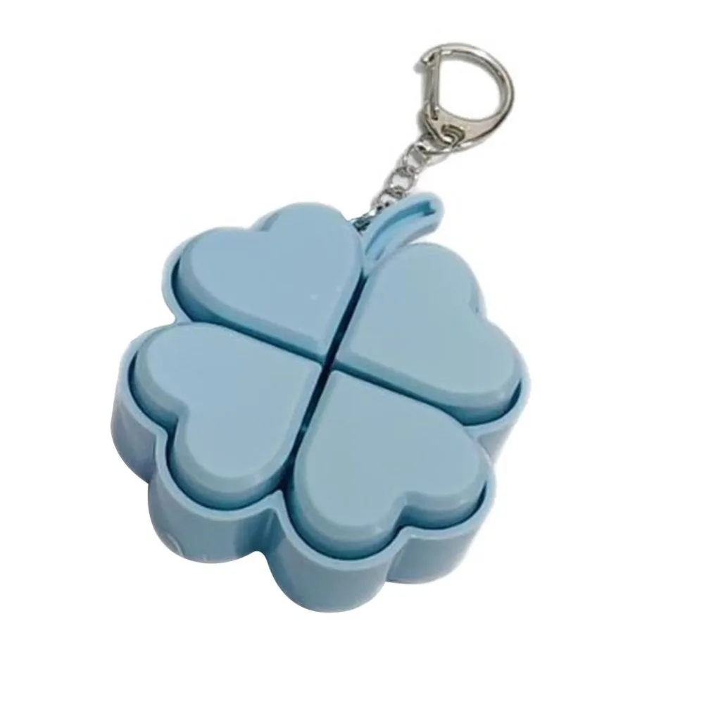Clickable Buttons Lucky Four Leaf Clover Keychain Translucent Wings Flashing Light Backpack Pendant Lightweight Fade-Resistant