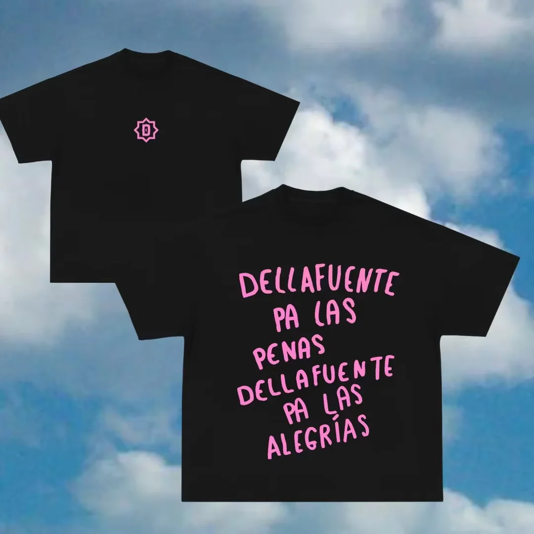 Camisetas Rapper Dellafuente Pa Las Penas e Dellafuente Pa Las Alegrías para Homens e Mulheres, Vintage, Casual, de Alta Qualidade, Moda Casual