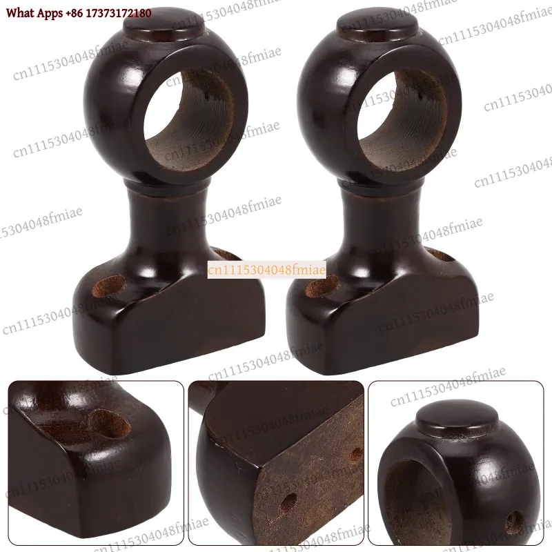 2Pcs Wooden Curtain Rod Holder Wall Mounted Robust Support Bracket Easy Install Elegant Decorative for Living Room Bedroom