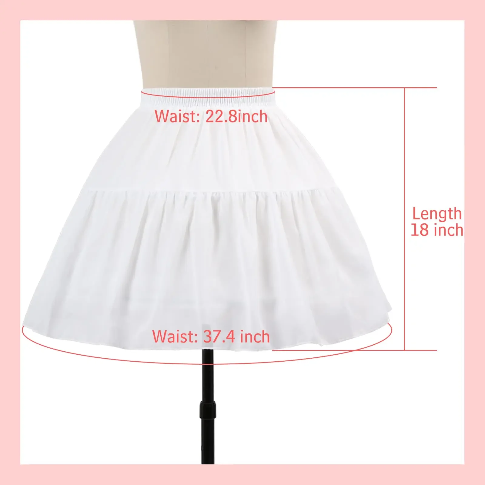 

2 Hoop Skirt Underskirt Crinoline Short Half Slip Ball Gown Petticoat Underskirt Slip for Lolita Cosplay White 2023