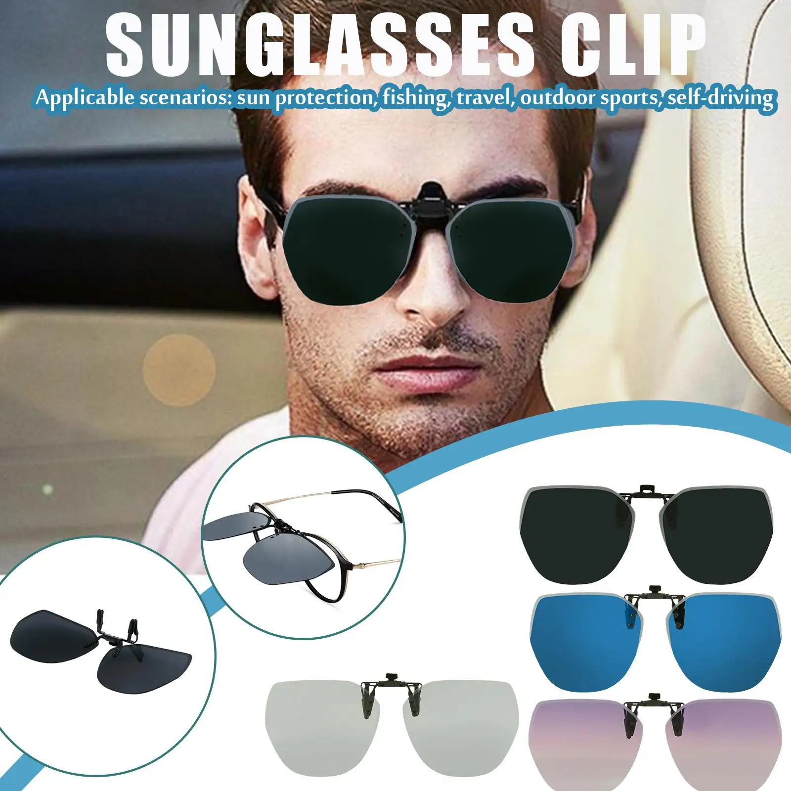 Clip On Sunglasses Flip Up Polarized Sunglasses Clip onto Over Blue Eyeglasses Eyewear Black Purple Prescription Glasses Y1V2