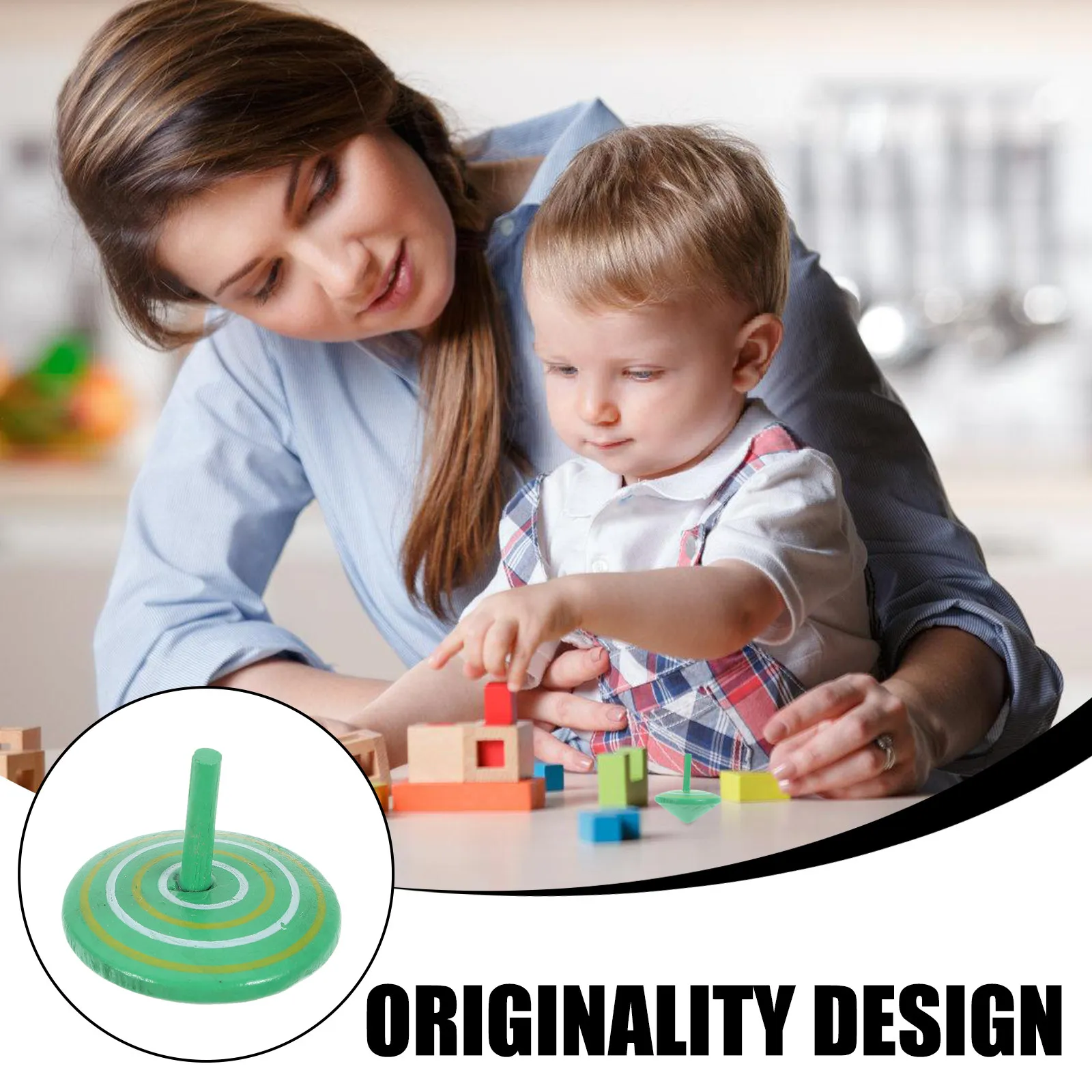 25Pcs Wooden Spinning Tops Kids Educational Decompression Plaything Bright Color Hand Eye Coordination Montessori