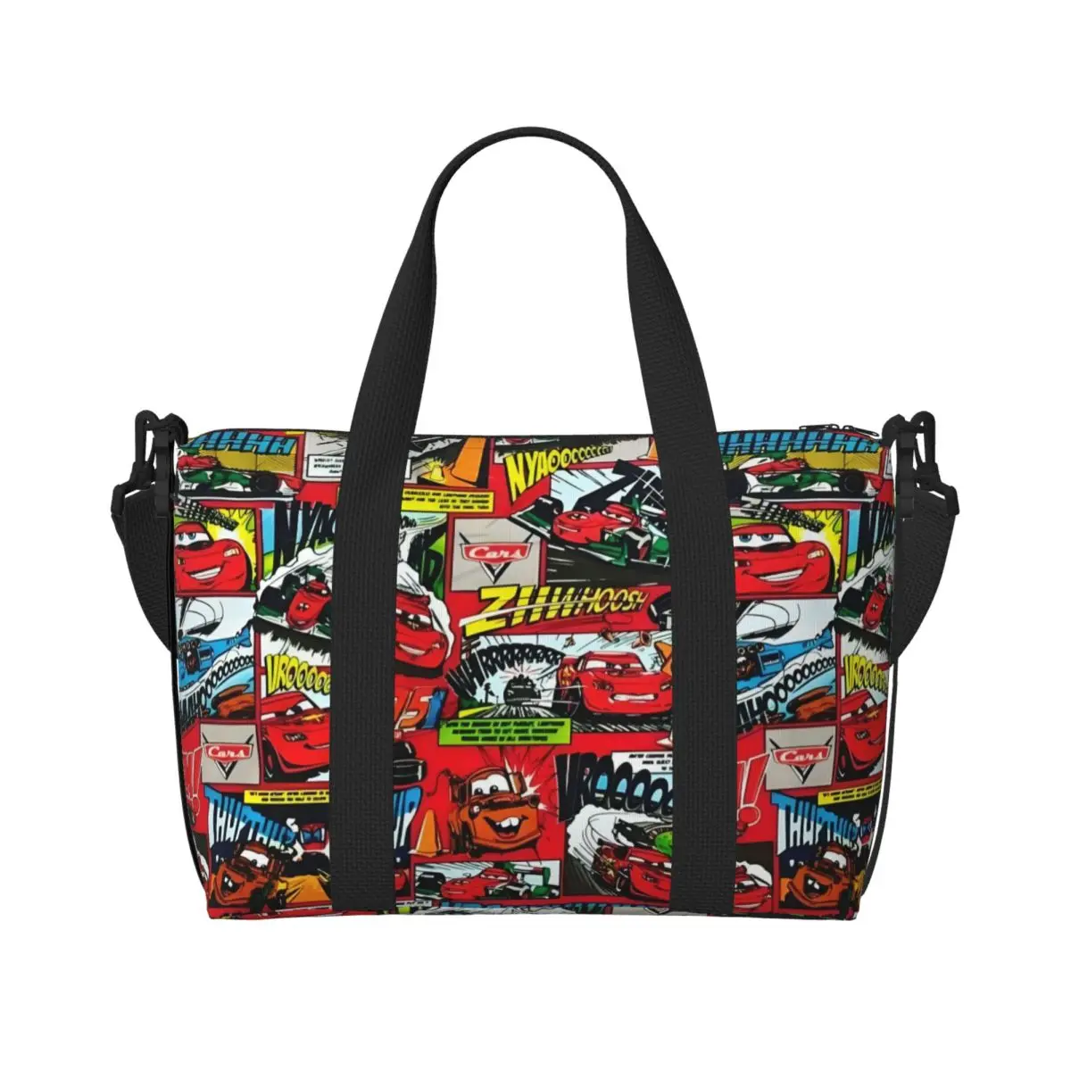

Пляжная большая сумка на заказ Lightning McQueen для женщин, гоночный автомобиль с большим отделением, пляжные дорожные сумки для спортзала