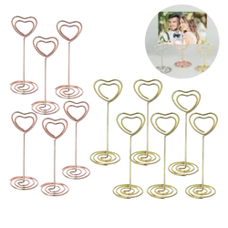 5PCS Place Card Clamps Stand Metallic Rose Gold Heart Shape Photos Clips Paper Clamp Table Numbers Holder Desktop Decoration
