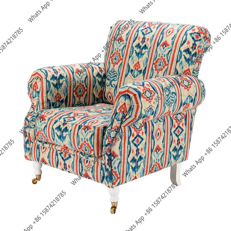 Nm French Retro Tiger Chair American Pastoral Cotton And Linen High-back Fabric Single Sofa Lazy Bedroom Balcony Sofa Chair