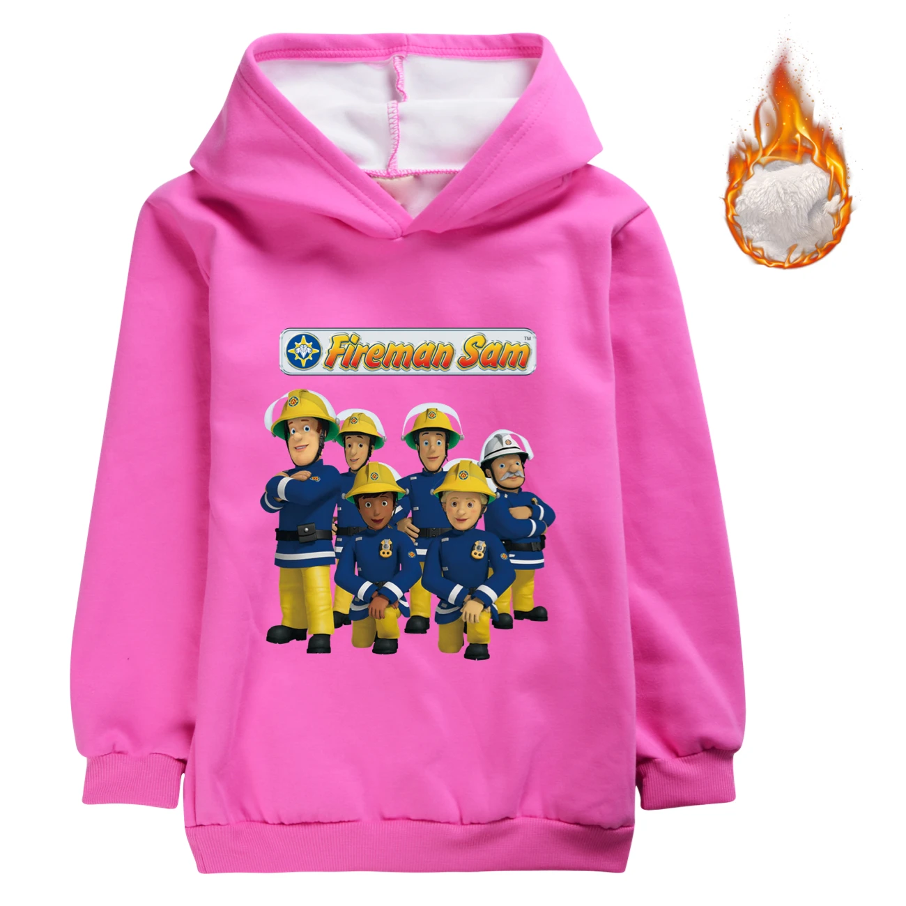 Fireman Sam Costume Girls Warm Hoodie Coats Children Casual Sweater Kids Winter Fleece Sweatshirt for Boys People Print Clothes