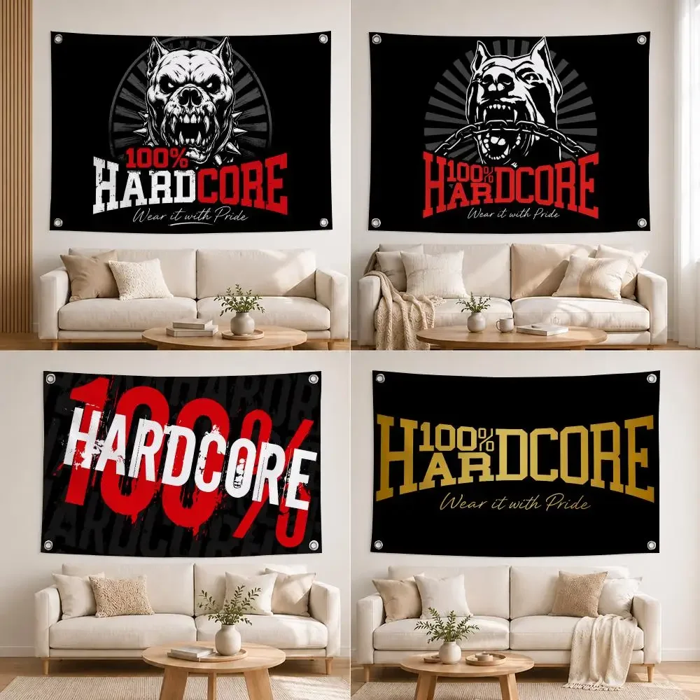 Gabber Streetwear Fashion Brand 100% Hardcore Flags  Wall Hanging Flag Indoor Outdoor Banner Decor for Patio Backdrop Art