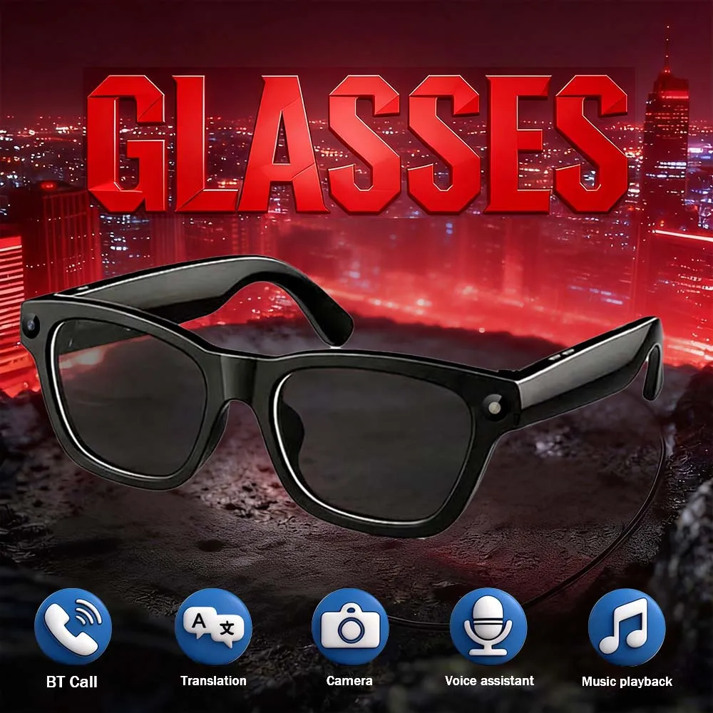 Smart Glasses Men Women 8Million Pixels Camera Translation Music Playback BT Call Sunglasses Fashion Android IOS Multifunction