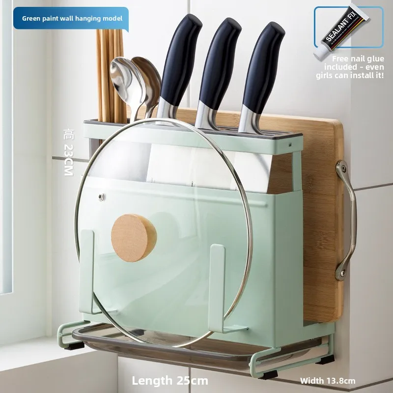 Multi-functional Wall-mounted stainless steel tool holder Kitchen rack Household tool holder Storage rack Nail-free