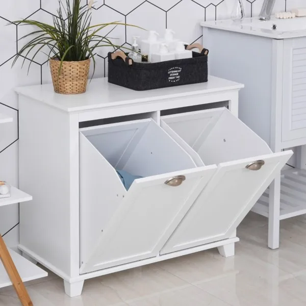 

ZK30 Makeup Vanity Cabinet Kitchen Storage Bedroom Shelf Living Room Space Saving Cabinet Tilt-Out Laundry Sorter Cabinet