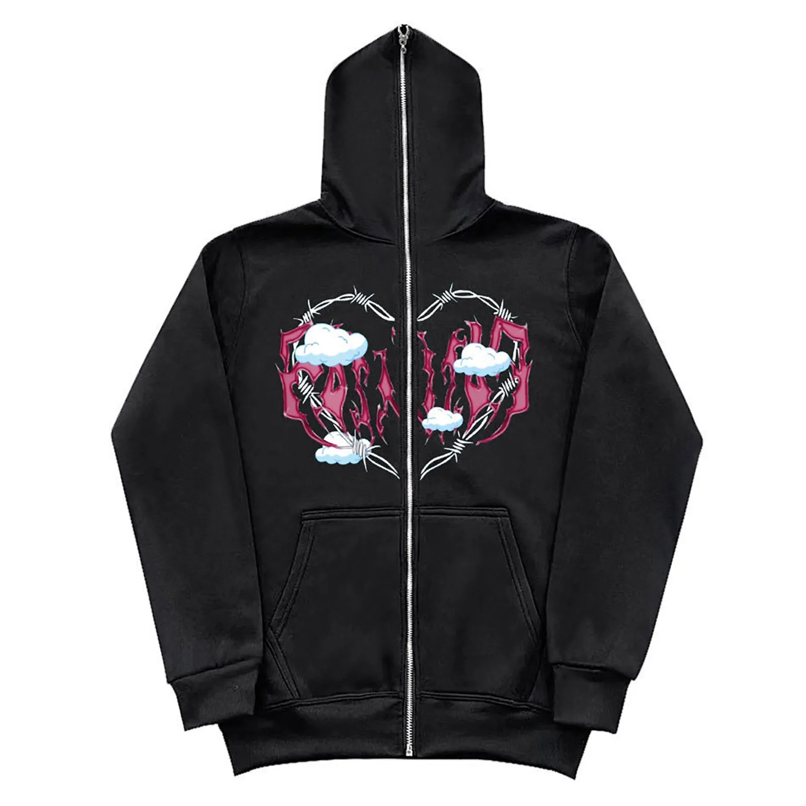 

Male And Female Couple Dark Digital Print Fashion Personality Sport Hooded Full Zip Hoodie Sweat Shirts