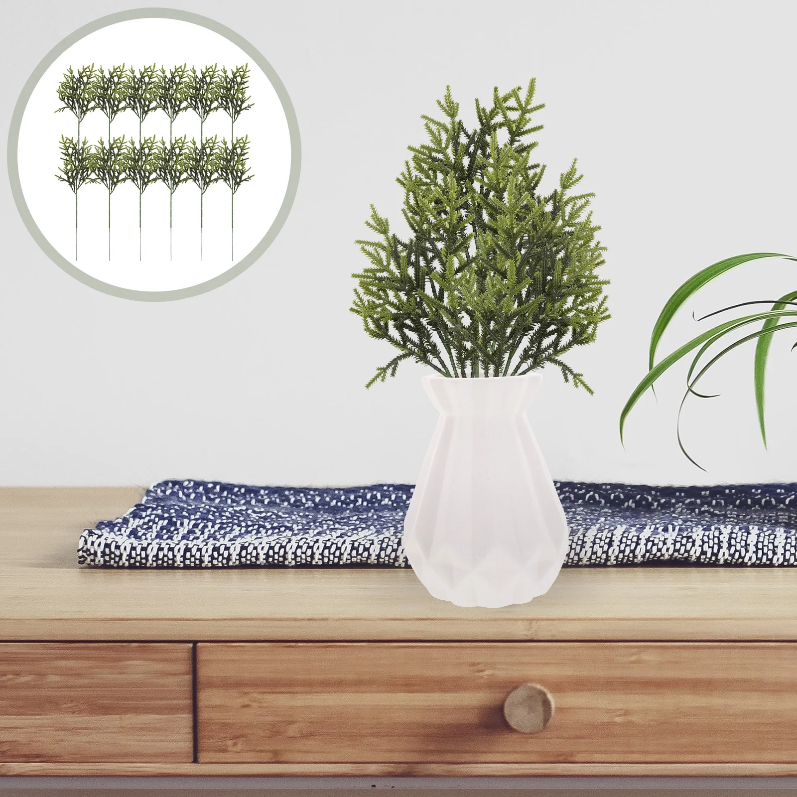 

12Pcs Artificial Pine Needle Branches Realistic Fake Greenery Christmas Decor Party Floral Arrangements Pine Needle Branch