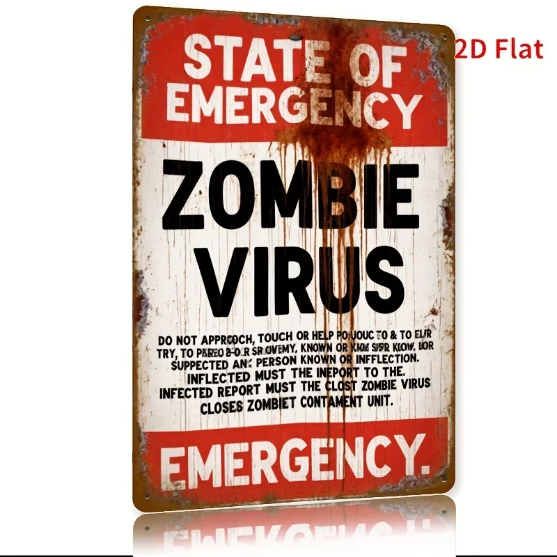 1 piece of 2D flat wooden product, [Zombie Virus Emergency State Wooden Sign], suitable for restaurants, bathrooms, and bedrooms