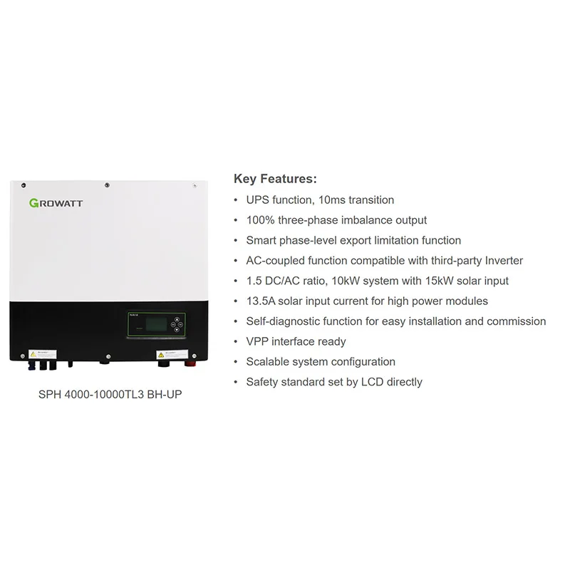 Growatt 5000W 10000W Smart phase-level power control SPH 5000TL3 BH-UP Residential Storage Inverter