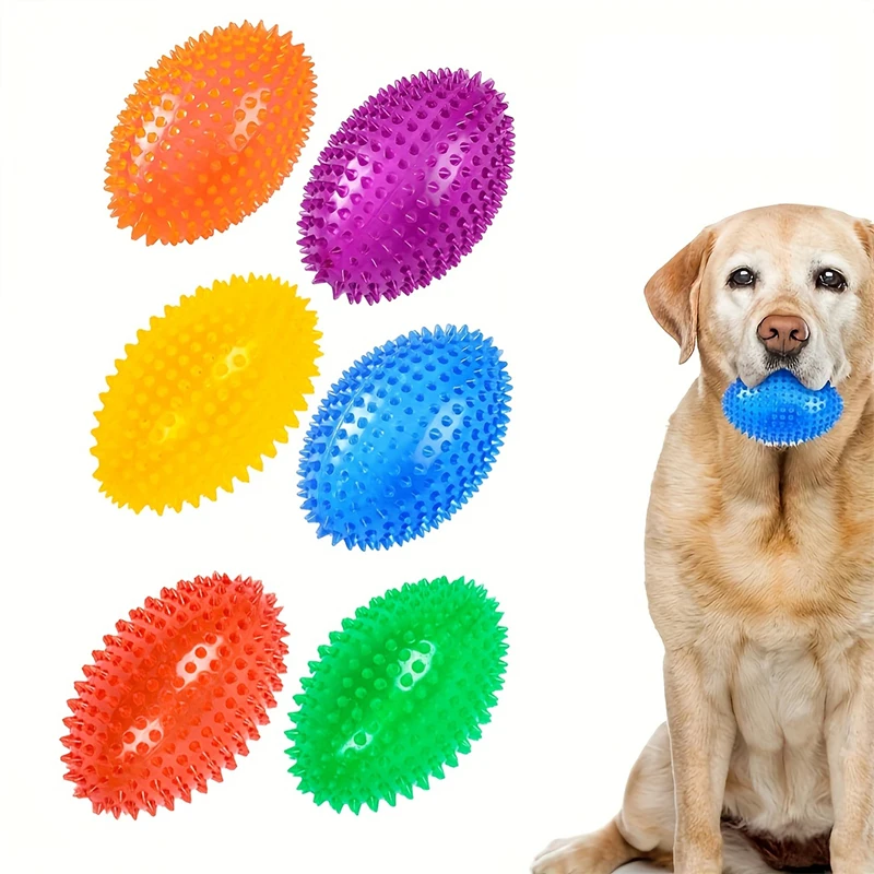 Multicolor Squeaky Spiky Dog Toy Balls, Elastic Floating Interactive Pet Toys for Medium and Large Dogs to Relieve Boredom
