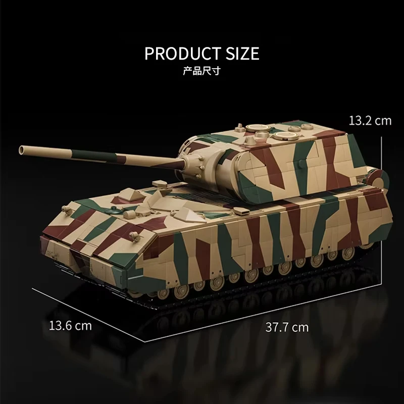 2688 pièces – Modèle de char lourd militaire créatif de la Seconde Guerre mondiale – Véhicule militaire à assembler soi-même à l'échelle 1:28 – Briques de construction – Jouet pour garçons et enfants