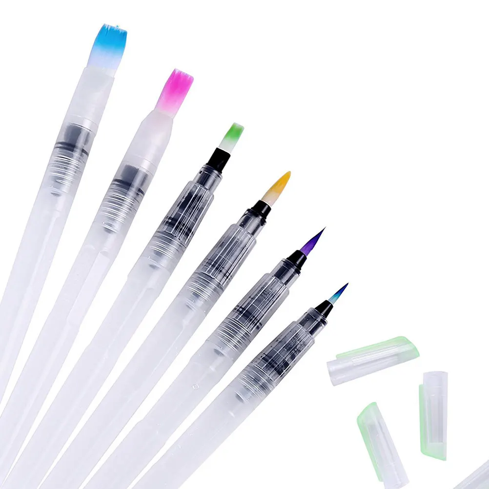 9 pcs Watercolor Pens Durable Nylon Ink Pen Set Tips Sensitive Lines Easy Clean Water Flow Control Supplies