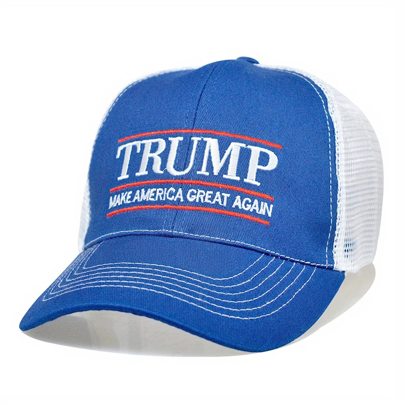 Blue USA MAGA Trucker Hat President Donald Trump Make America Great Again Embroidered Snapback Adjustable Mesh Back Baseball Cap