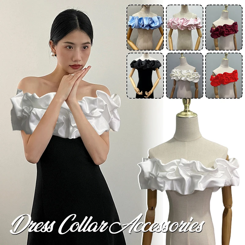 

Свадебное платье из атласа/органзы, свадебная шаль, элегантная и романтическая накидка с оборками на шею, вечернее платье с запахом на плечах