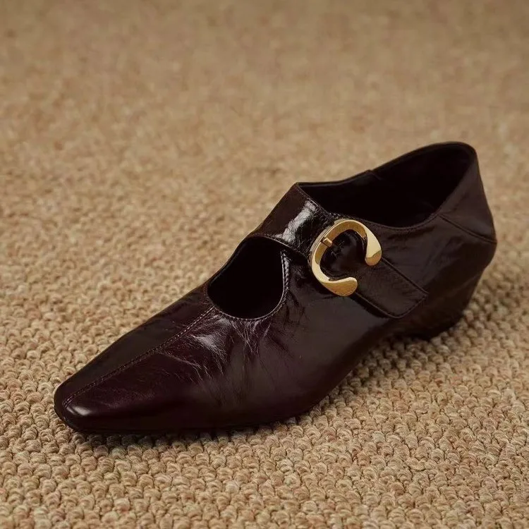 Autumn New Retro French-Style Mary Jane Shoes with Single Buckle,Comfortable and Versatile,Elegant Mid-Heel Work Shoes for Women