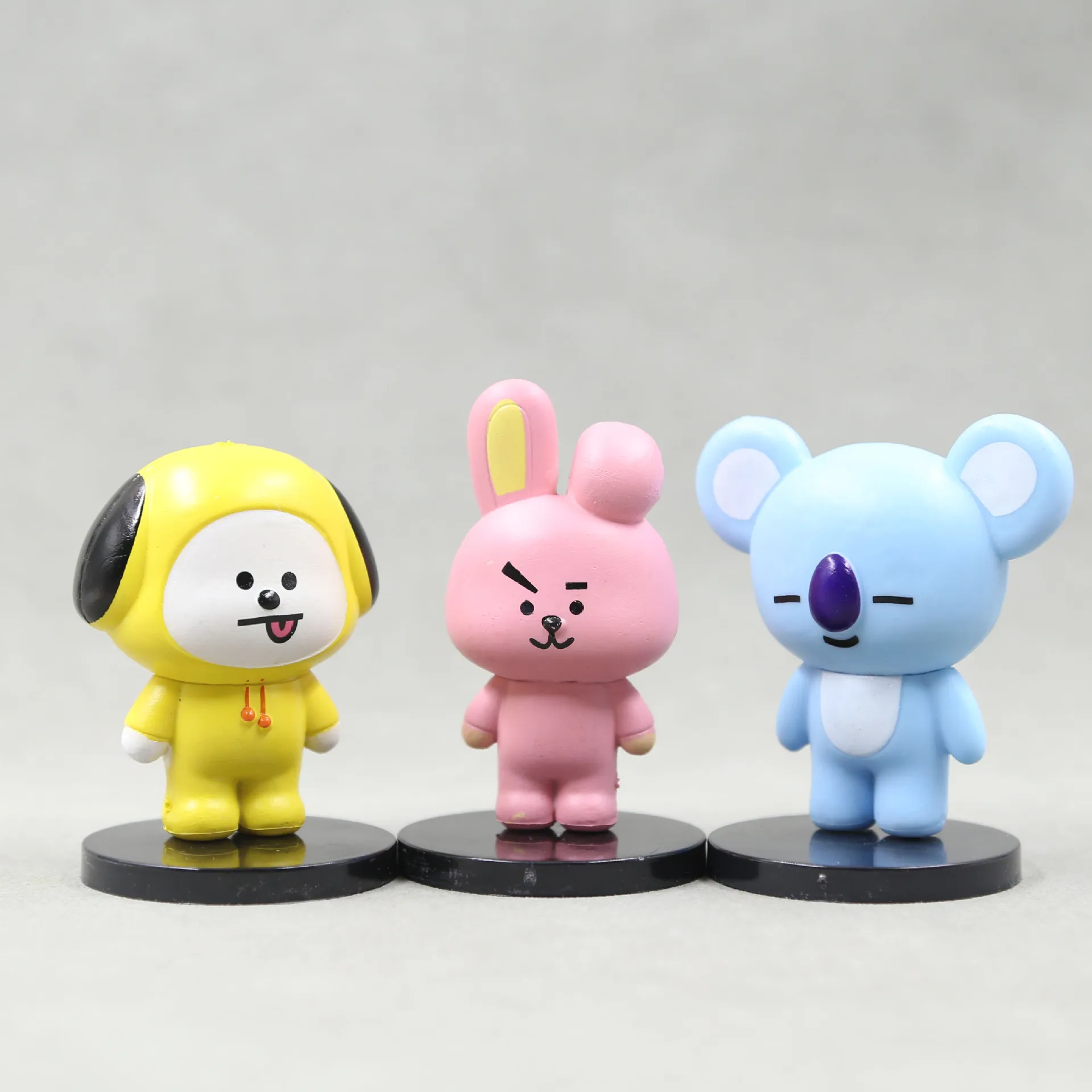 7 unids/set lindo dibujo animado Bt21 Mini muñeca Kawaii Tata Rj accesorios de coche adornos decorativos de escritorio colección Brinquedos regalo para niños