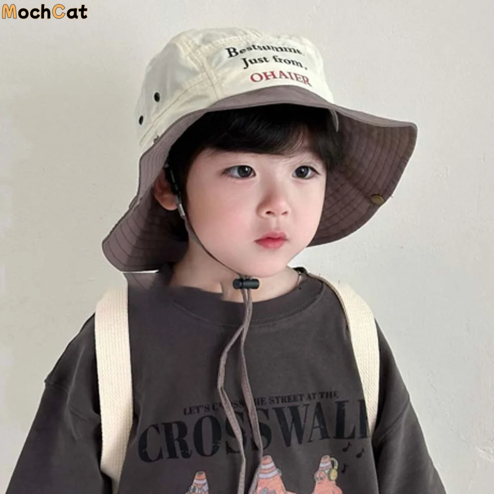

Cute Korean Style Candy Color Bucket Cap Breathable Thin Summer Kid Sun Hat Soft Letter Embroidery Quick-dry Fisherman Hat Girls