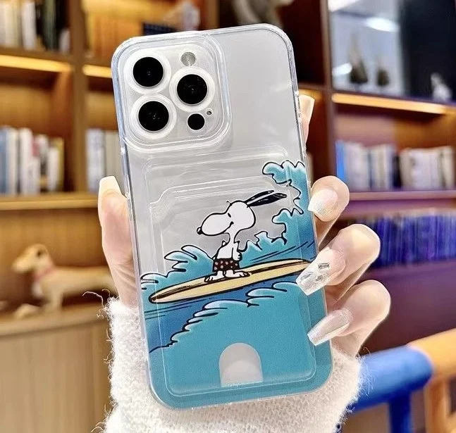 مضحك الكرتون لطيف تصفح سنوبي محفظة حافظة للبطاقات واضح لينة غطاء الهاتف آيفون 16 15 13 14 11 12Pro ماكس XR جميل سنوبي #6