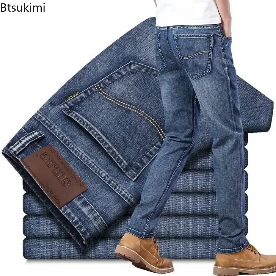 2025 Heren Hoge Kwaliteit Klassieke Jeans Mode Hoge Elastische Slanke Denim Broek Trend Streetwear Mannen Casual Rechte Jeans Broek Mannelijke