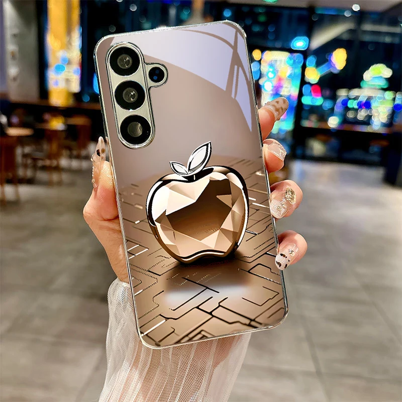 Golden Crystal Art Electroplated Silver Phone Case For Samsung Note 10 20 A06 A07 A12 A13 A14 A15 A16 A17 A22 A23 25 Glass Cover