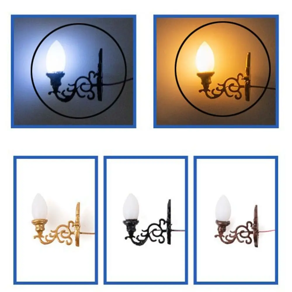 新しい1.7 * 2cmドールハウス壁掛けランプABS金属素材ドールハウスガーデンデコレーションホワイト/ウォームライトモデル12VガーデンヤードLEDライト