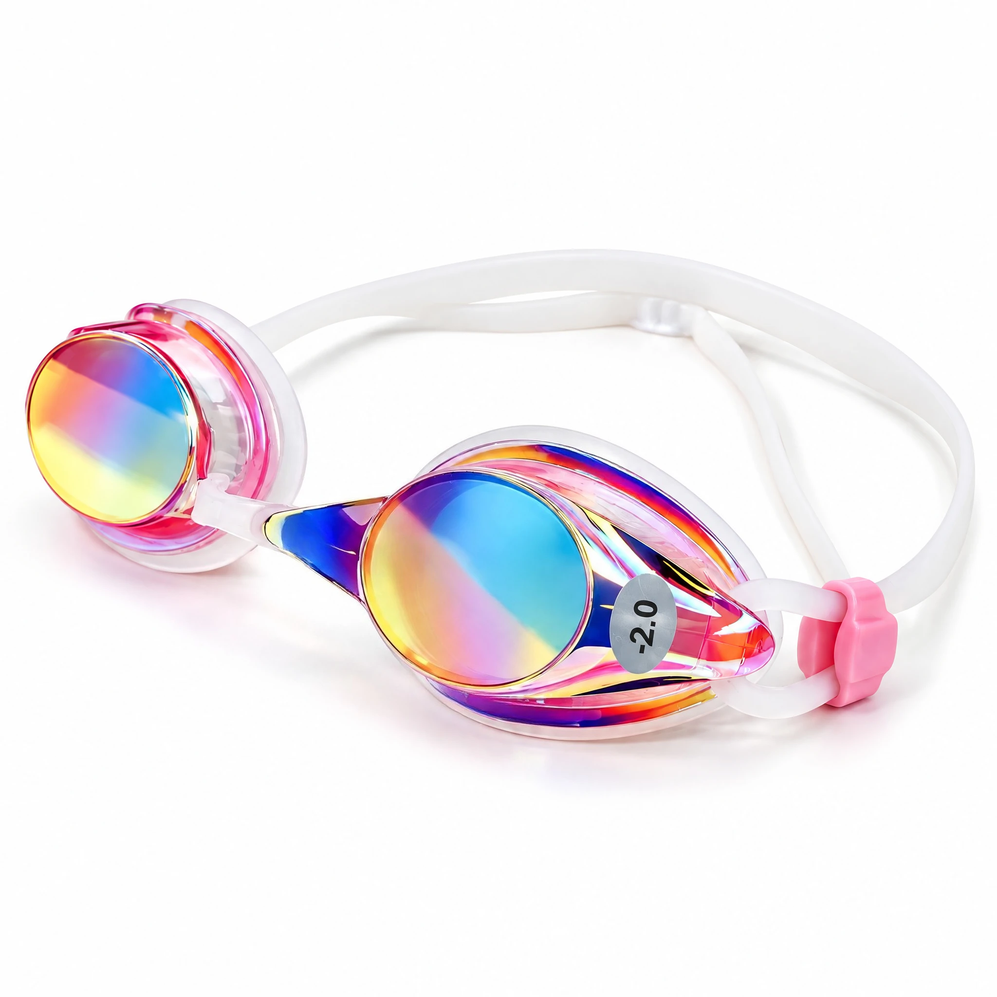 Women Mirrored Myopia Competition Swim Goggles, HD Anti-Fog UV Protection Prescription Racing Swimming Glasses, 3 Nose Bridges