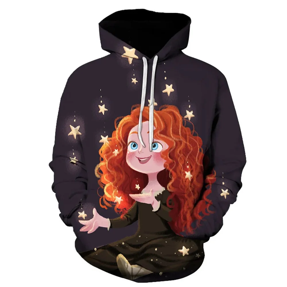 3D Disney Brave Men Women Hoodie Kids Casual Streetwear Long Sleeves Sweatshirts Boys Girls Autumn Tops Coats Pullover