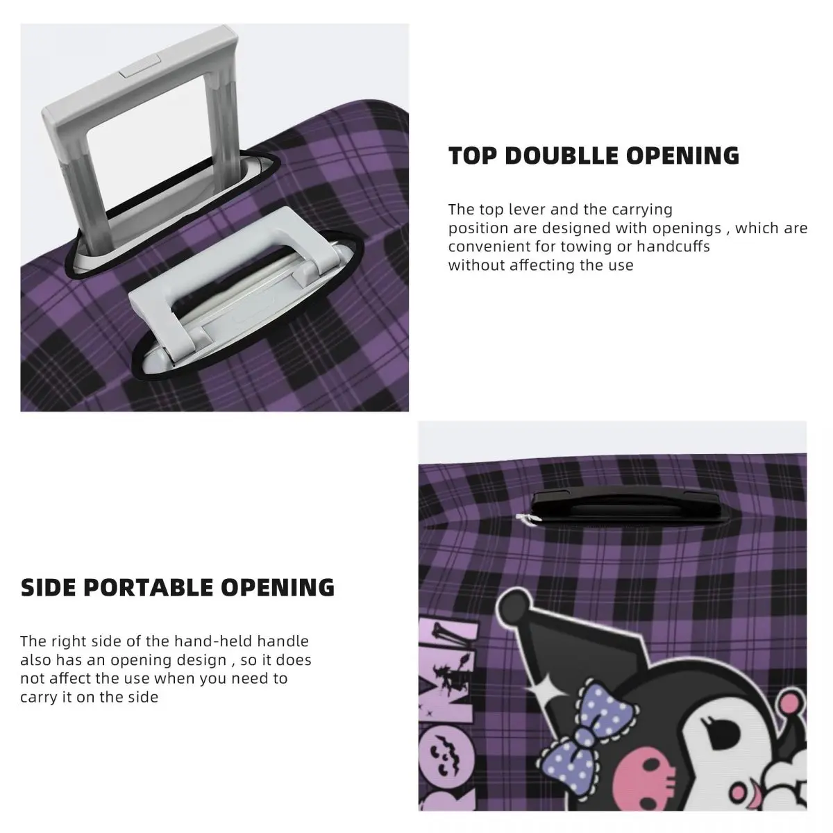 Capa protetora de mala de moda personalizada Kuromi Cartoon para 18-32 polegadas