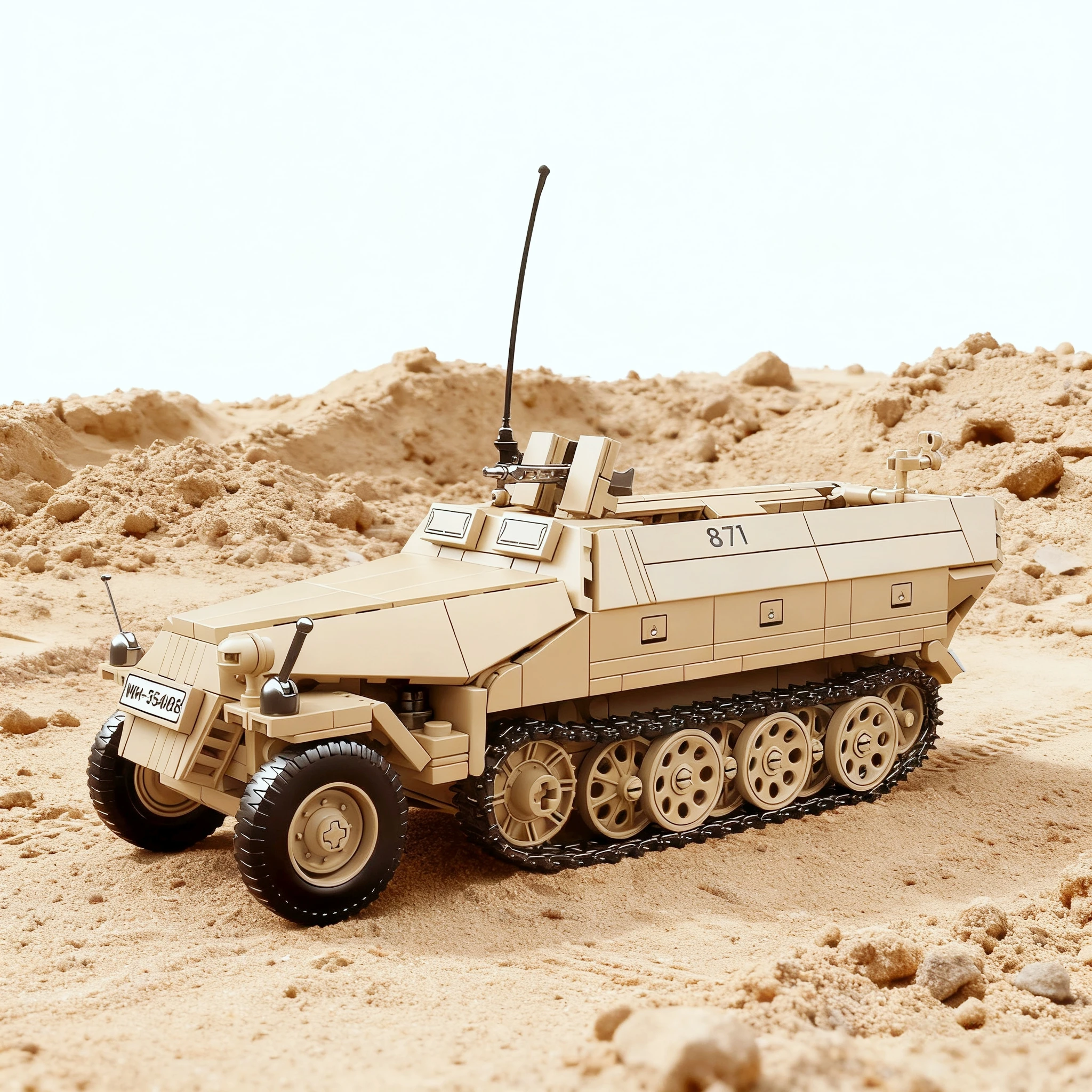 Difficult to assemble - tank building block model, desktop decoration, with rotating turret and tracks, holiday surprise gift