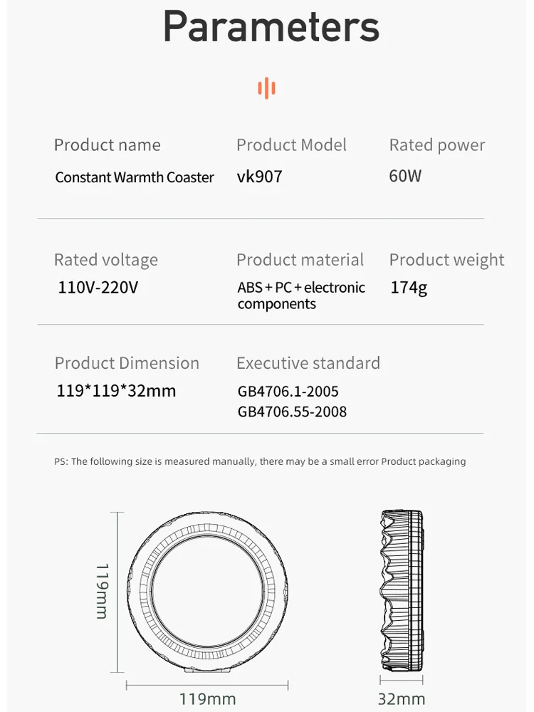 Podgrzewacz do kubków 60W Podgrzewacz do kawy Elektryczna płyta grzejna Podgrzewacz w kształcie lawy Podkładka grzewcza do mleka i kawy z kolorowymi światłami 110V-220V