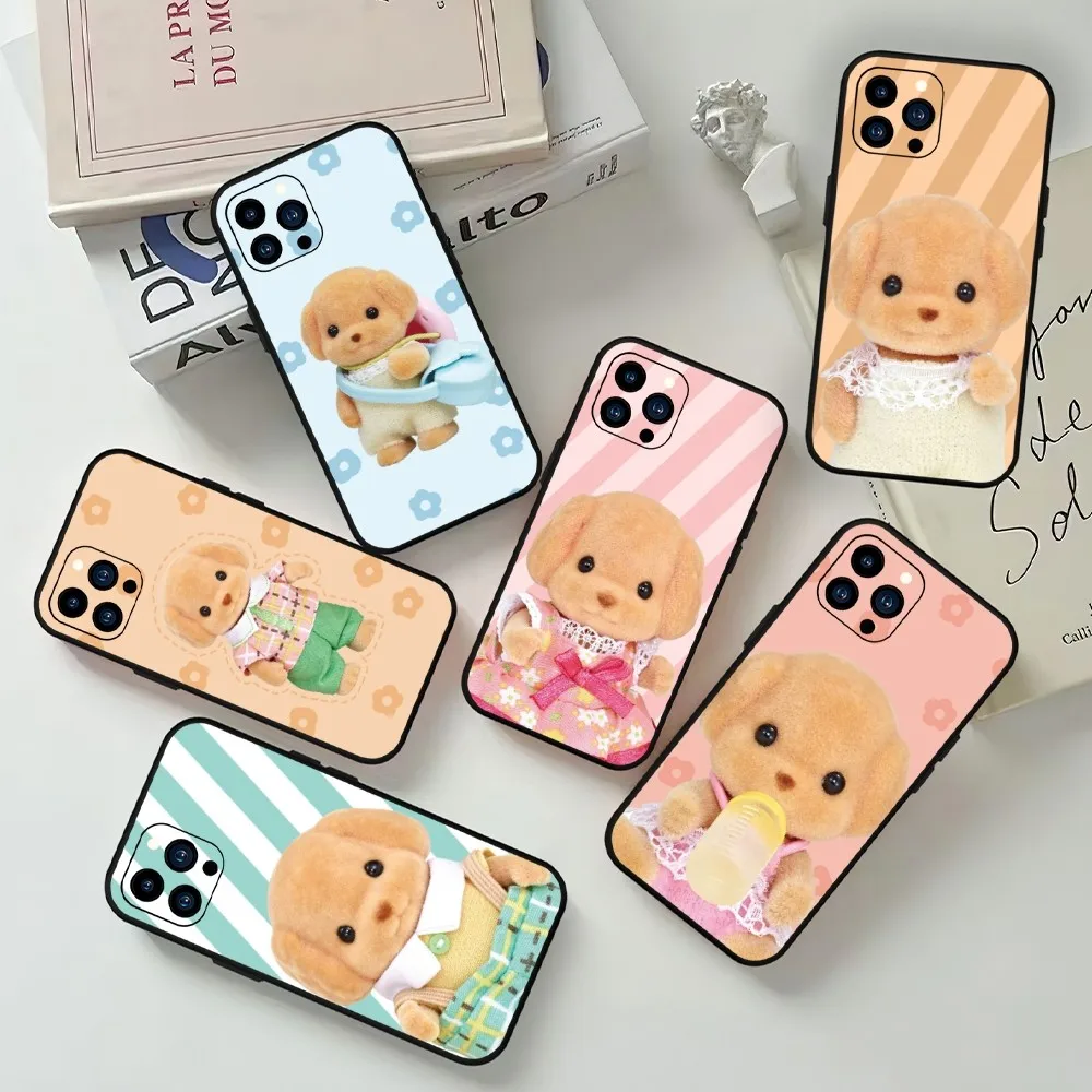 S-Sylvanian Puppy F-Families Cute Phone Case For Samsung S20 S21 S22 S23 S24 Note 20 4G 5G Plus Ultra Black Soft Shell