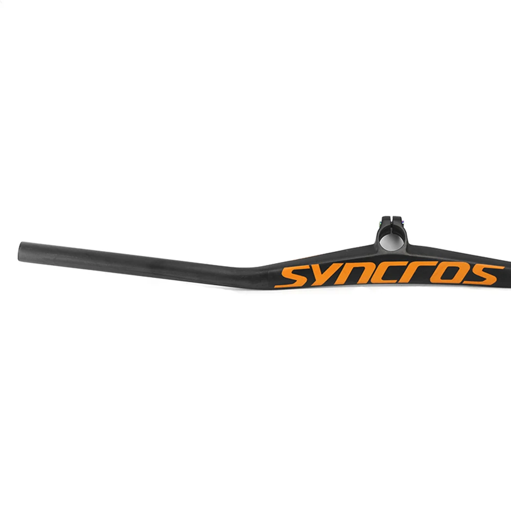 SYNCROS  MTB Carbon Handlebar One-shaped Integrated Bicycle Riser 2Degree with 40/50/60/70mm Stem MTB Titanium Screw Orange LOGO