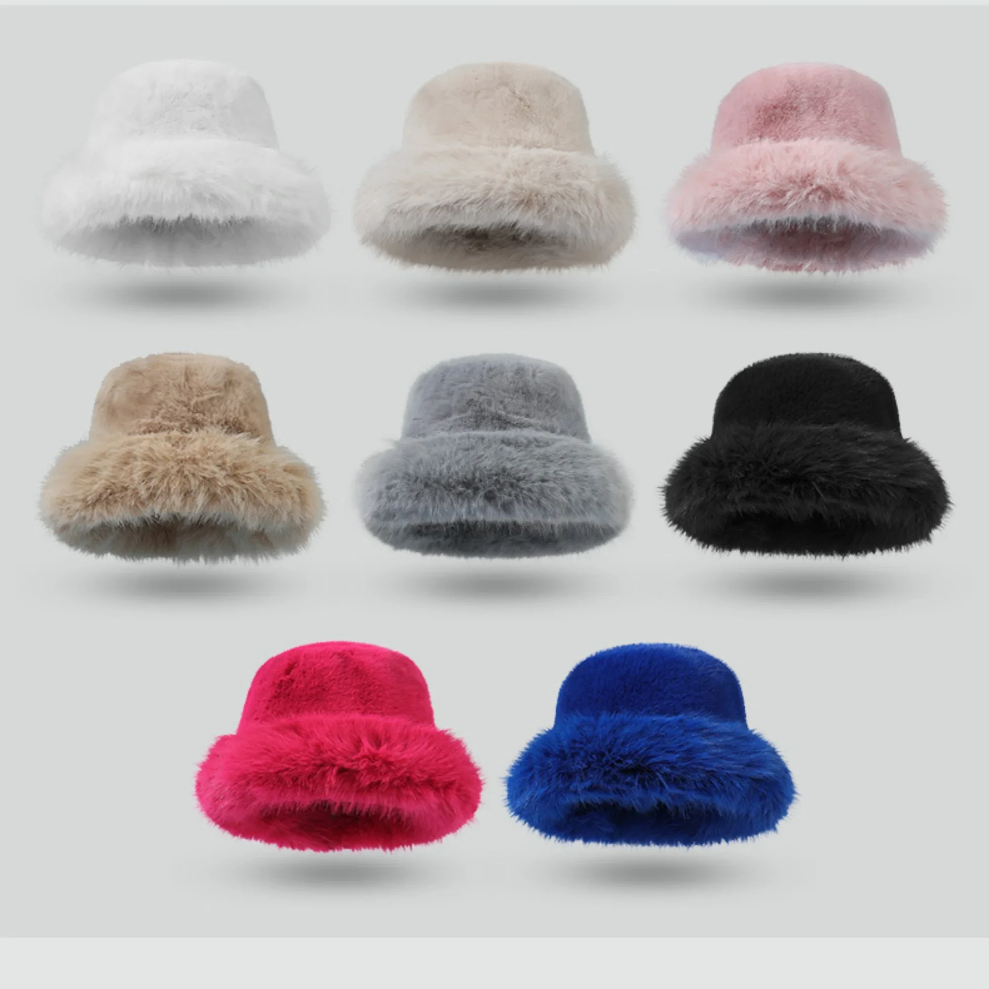 Perfect Thicken Faux Fur Fluffy Bucket Hat Keep Warm Winter Hat Panama Cap Fancy Top hat Photography Formal Hat for Ladies Women