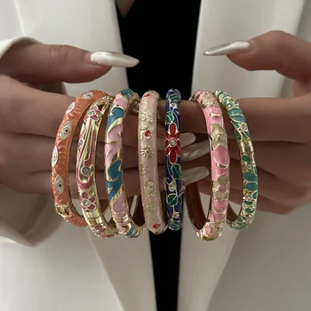 Enamel Flower Zircon Bracelet 2