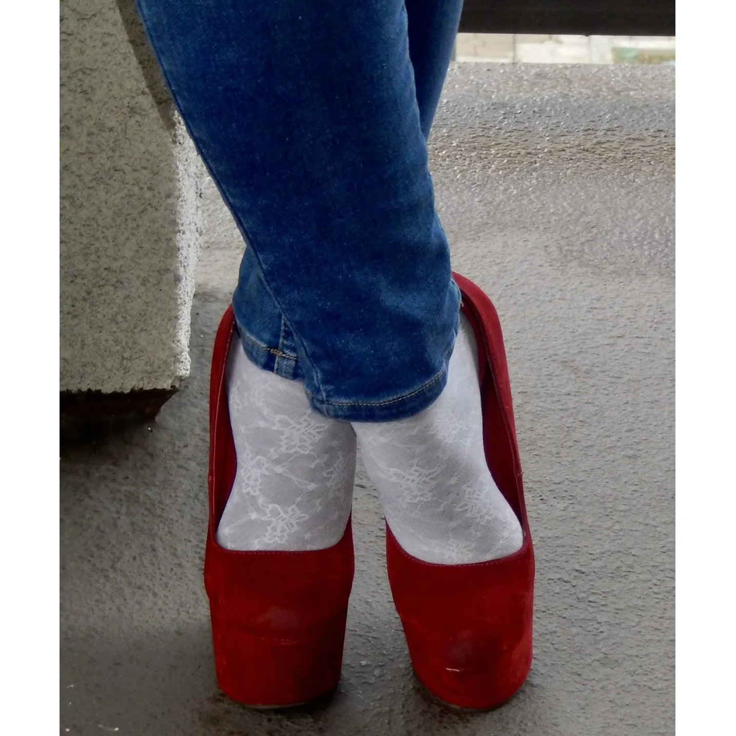 

Red Slip On Fleece Platform Pumps Strange Style Heel Sexy Fashionable Cool Summer Casual Big Size Woman Shoes Zapatillas Mujer