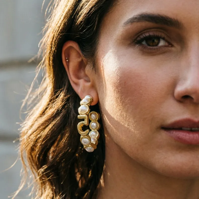 

Elegant Imitation Pearl NO.5 Hoop Earrings for Women 2026 Multilayer Stretchable Pearl Bracelet Pearl Bangles Jewelry Gift