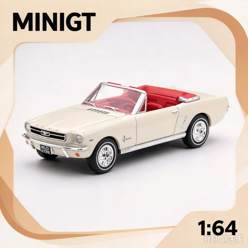 MINIGT 1:64 Ford Mustang convertible 007 die-casting alloy car model collection souvenir desktop ornament.