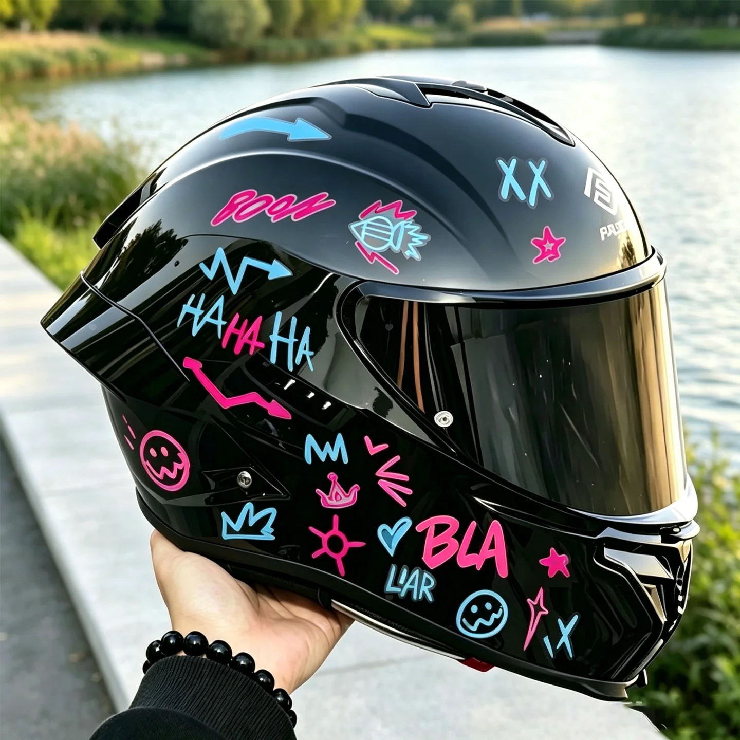3PCS DIY Graffiti Motorcycle Decor Stickers Moto Bike Scooter Body Fuel Tank Helmet Top Case Vinyl Accessories Decals Waterptoof