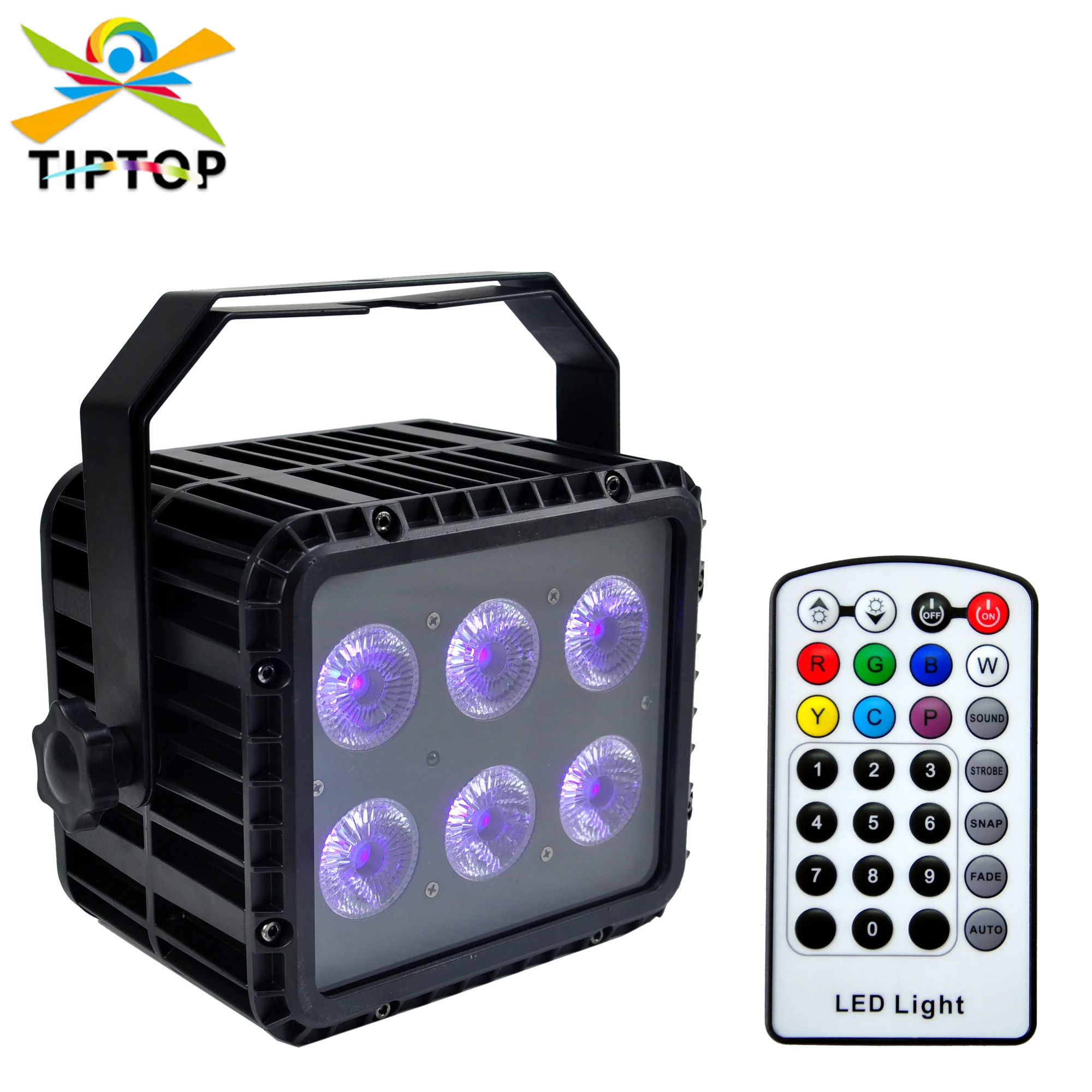 TIPTOP 6x18W RGBWAP 6IN1 Color Led Par Light Battery Powered 2.4G Wireless Waterproof Casting Aluminum Cover IP65 OLED Display